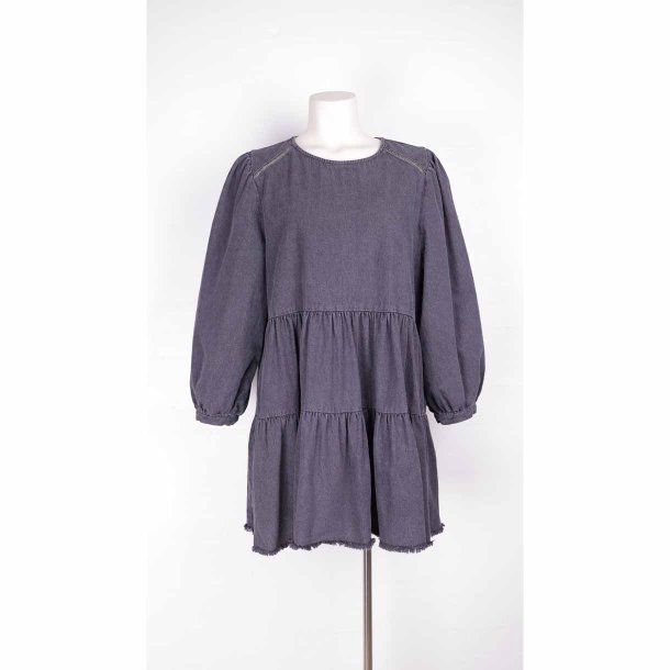 Noella kort sort denim kjole i etager bomuld XL (8)