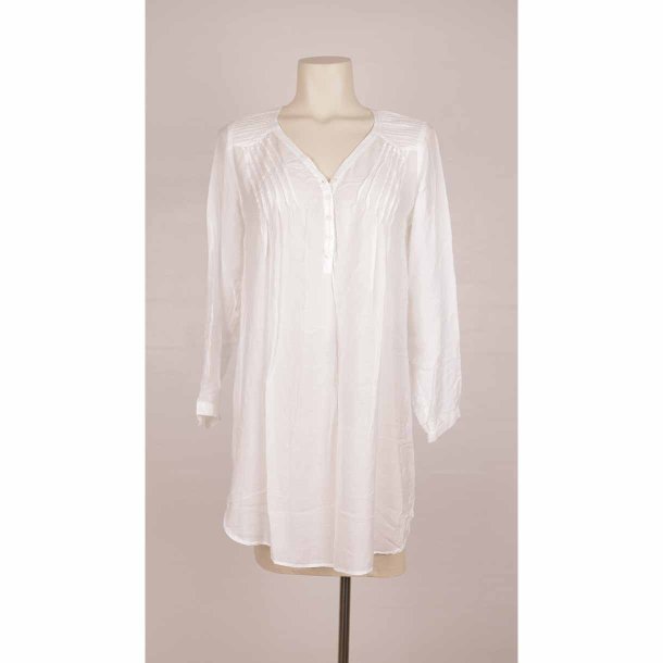 Culture lang tynd hvid skj bluse viscose NSN str M (8)