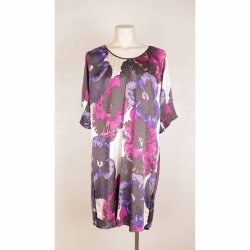 Malou Sander kort kjole m print silke str. 36 (N83)