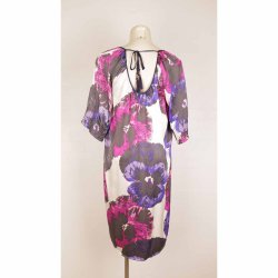 Malou Sander kort kjole m print silke str. 36 (N83)