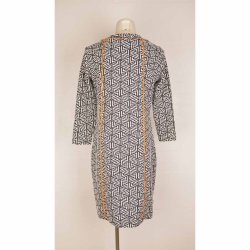 Charles design kort kjole black/creme/orange L (N85)