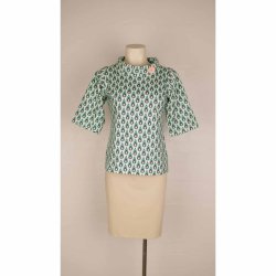 Margot bluse bomulds jersey mint/bl NSN XL (N85)