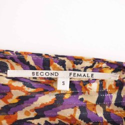 Second Female ciffin bluse lilla/beige/guld S (B1)