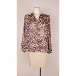 Second Female ciffin bluse lilla/beige/guld S (B1)
