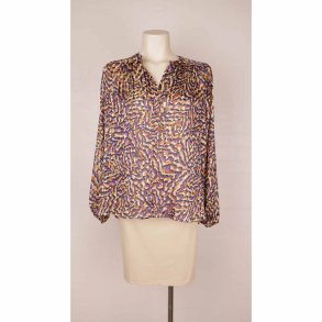 Second Female ciffin bluse lilla/beige/guld S (B1)