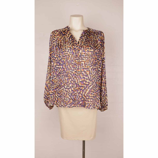Second Female ciffin bluse lilla/beige/guld S (B1)