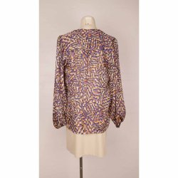 Second Female ciffin bluse lilla/beige/guld S (B1)