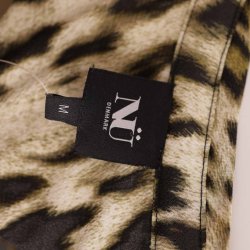 N skjorte grn/beige leopard visc./poly str. m (B1)