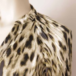 N skjorte grn/beige leopard visc./poly str. m (B1)