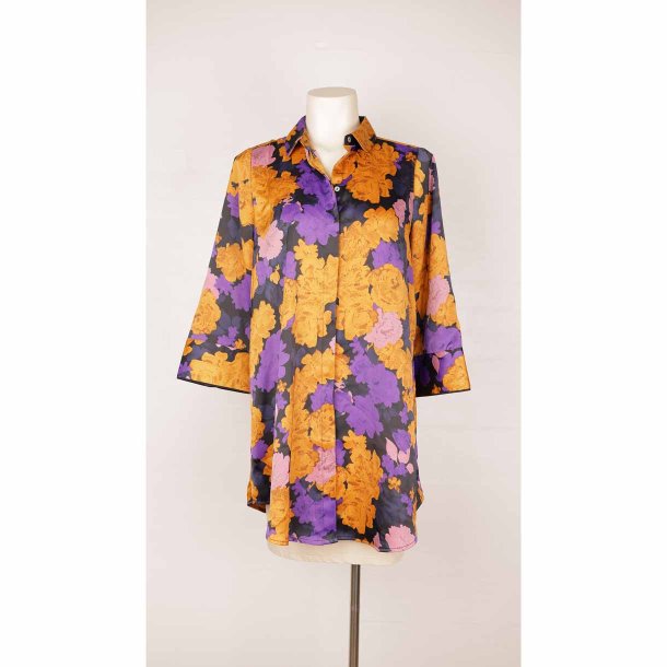 YAS tunika skjorte orange/lilla/sort polyester S (B1)