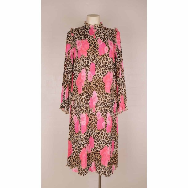 CRS kjole m vidde/plisse leo og pink roser 38 (B1)