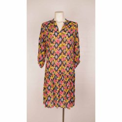 PHJ kjole sort/pink/orange 80%silke20%visc. S (B1)