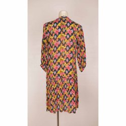 PHJ kjole sort/pink/orange 80%silke20%visc. S (B1)