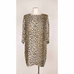 Magasin kort leopard kjole basic viscose str m (B1)