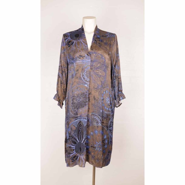 2BIZ kjole brun/bl blank smock v rmer M (B1)
