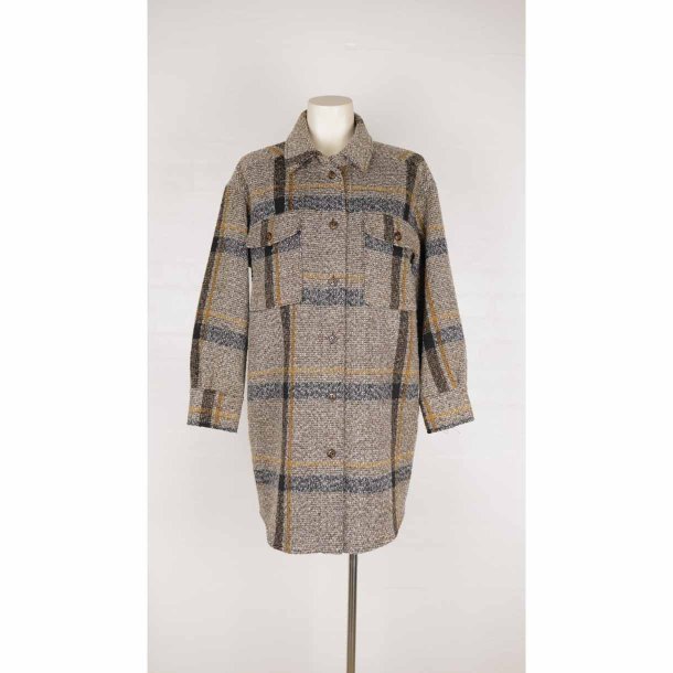 Blendshe skj jakke ternet brun let oversize S (N86)