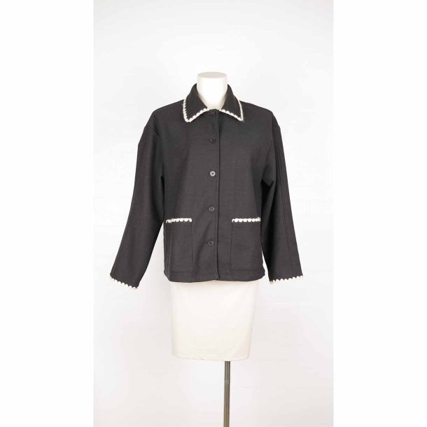 Moves s�t m jakke + nederdel sort/creme 36 (N94)