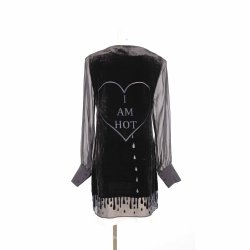 Charlotte sparre tunika kjolekort sort velour NY M (B16)