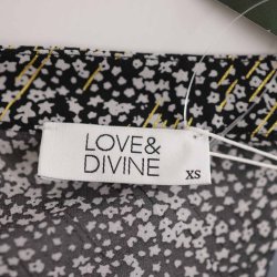 Love &amp; Divine ciffon kjole sort/guld underkj NY XS (N54)