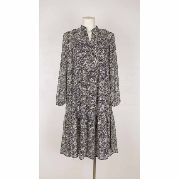 Love &amp; Divine ciffon kjole sort/guld underkj NY XS (N54)