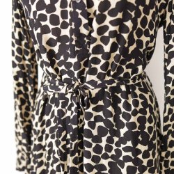 MSCH midi kjole beige m sorte dots visc. S (N54)