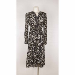 MSCH midi kjole beige m sorte dots visc. S (N54)