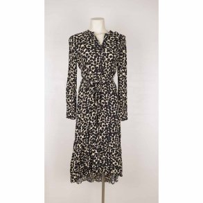 MSCH midi kjole beige m sorte dots visc. S (N54)