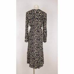 MSCH midi kjole beige m sorte dots visc. S (N54)