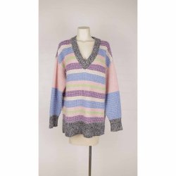Numph strik tr�je m V-hals multifarvet striber L (N67)