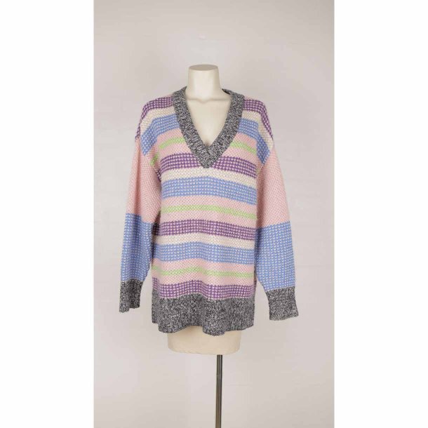 Numph strik tr�je m V-hals multifarvet striber L (N67)