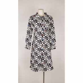 Margot kjole bomulds jersey black/white graf. L (N91)